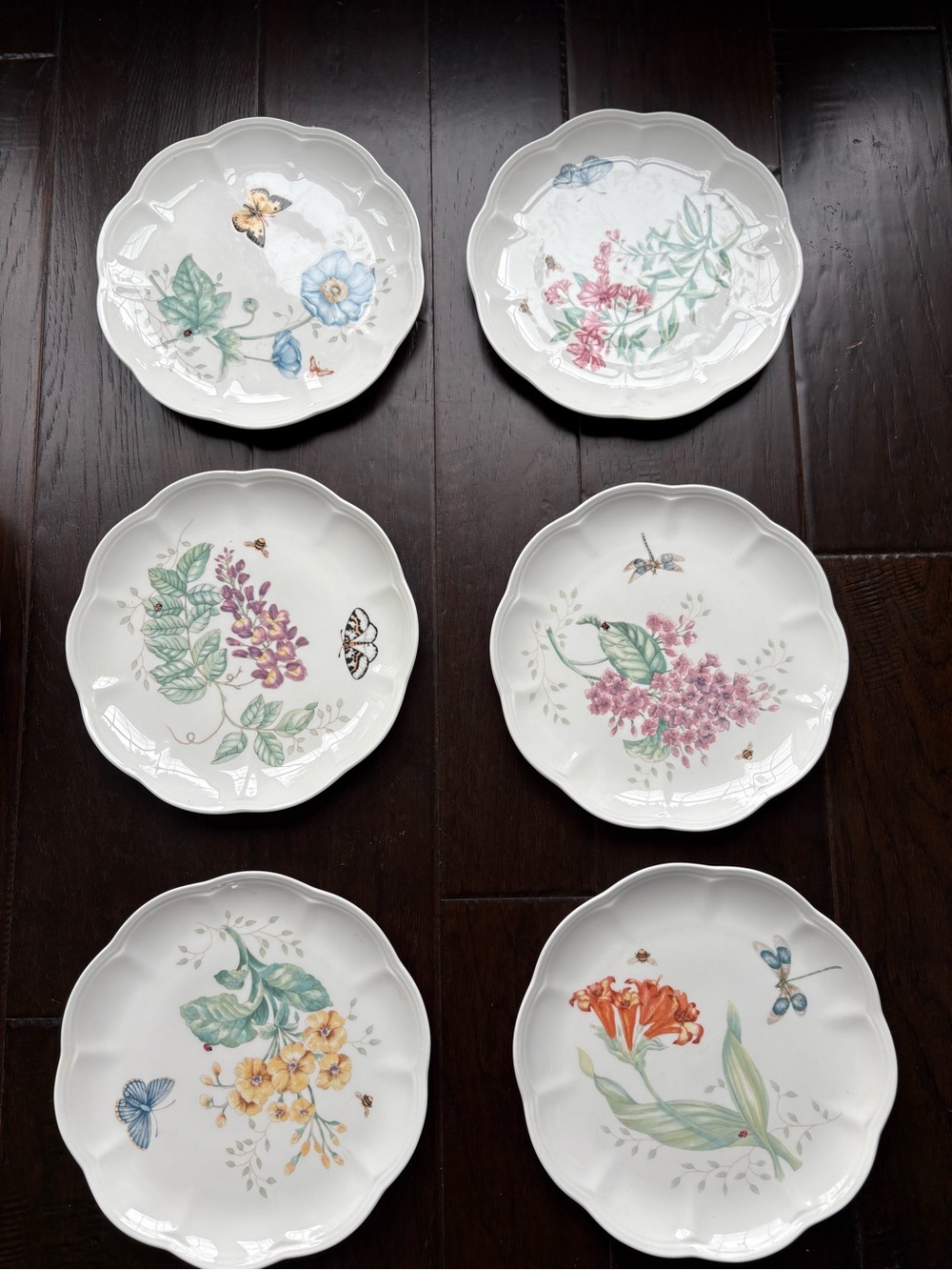 Lenox set of 6 salad plates- 9” Butterfly Meadow